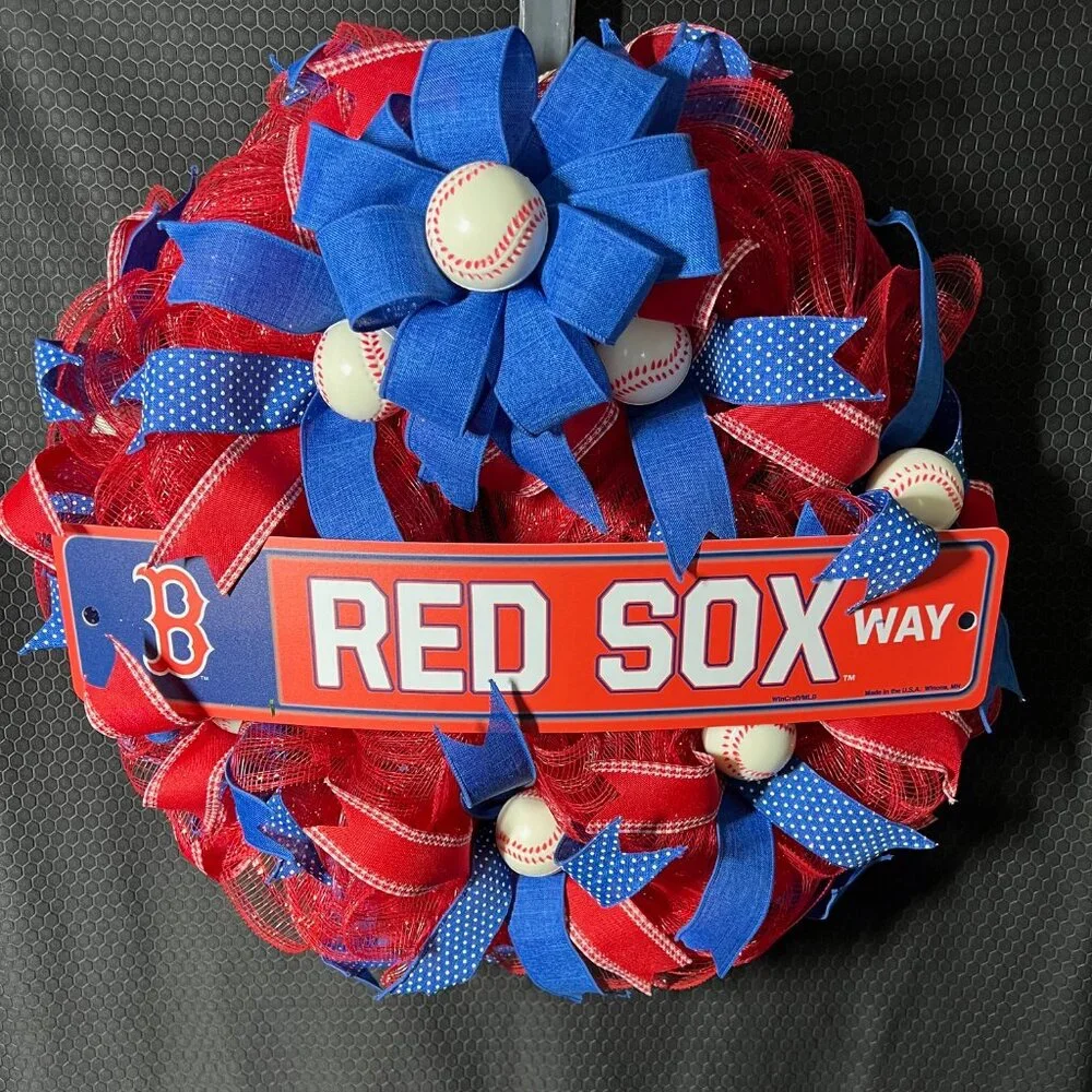 Red Sox Way Deco Mesh Wreath